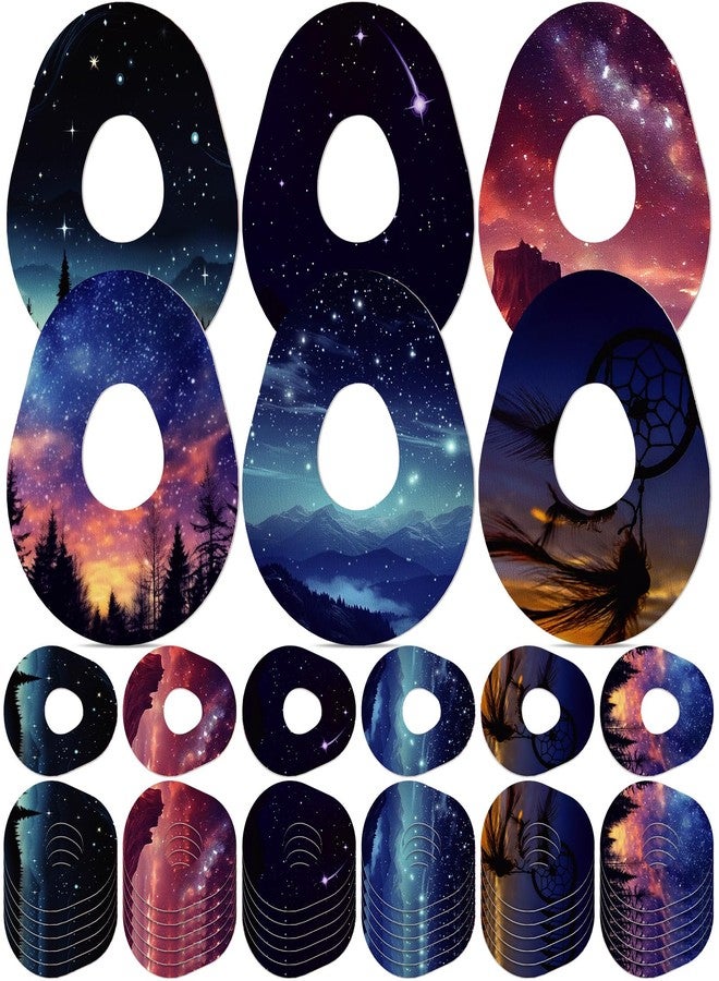 FuWeave عبوة من 36 لاصقة من FuWeave بتصميم سماء مرصعة بالنجوم، متوافقة مع أغطية Dexcom G7 المقاومة للماء والعرق، وأغطية حماية ملونة لأجهزة مراقبة الجلوكوز المستمرة. شريط لاصق مقسم. - Image 1